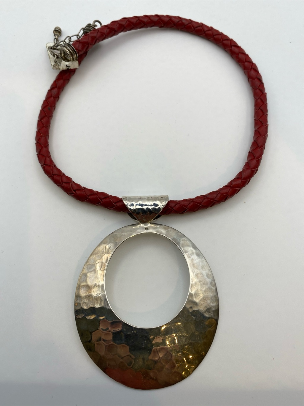 Vintage Dominique Dinouart Ddd Mexico 925 Sterling Hammered Open Circle Pendant